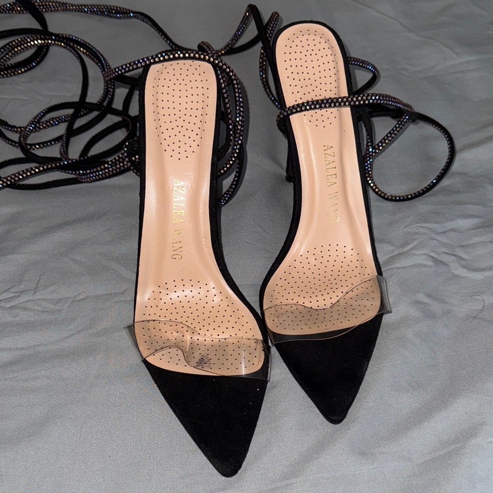 Azalea Wang Black Tie Up Heels